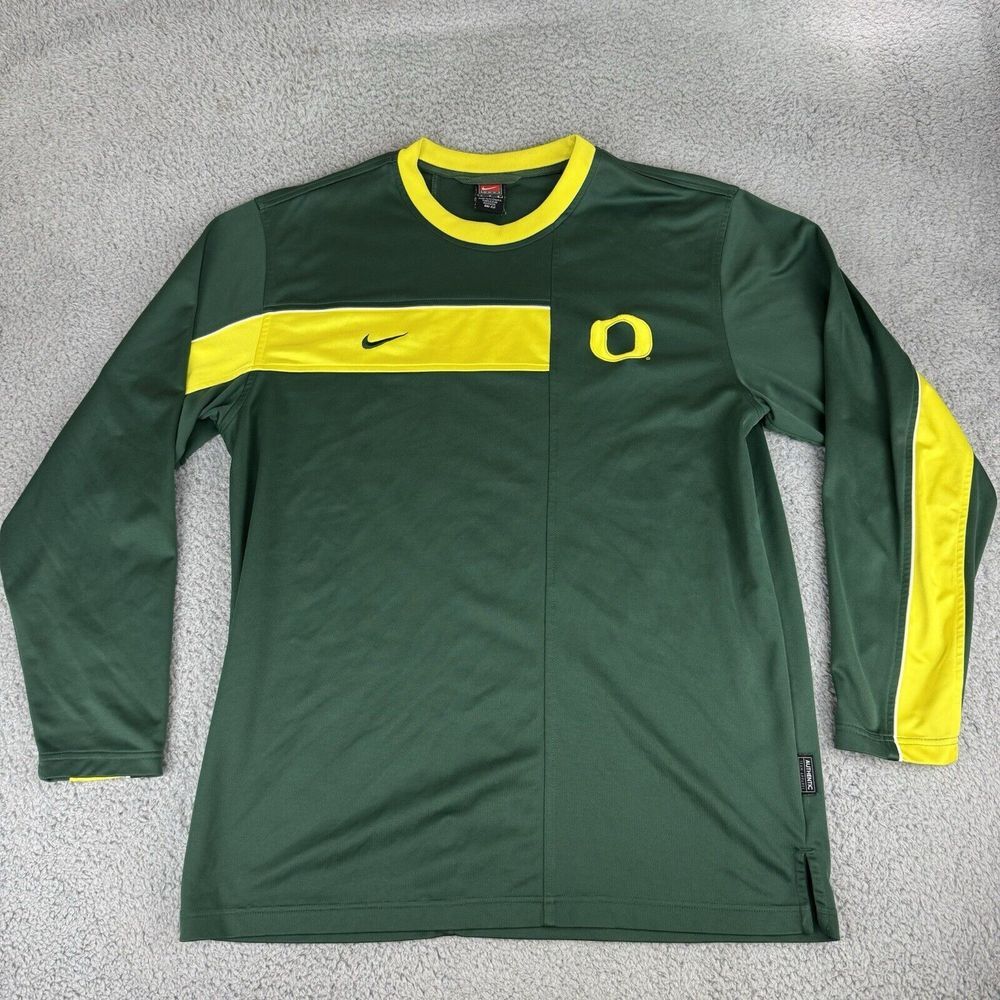Oregon Ducks Team Pullover Sweater Green Yellow Boxy Baggy Y2k Mens Size Large